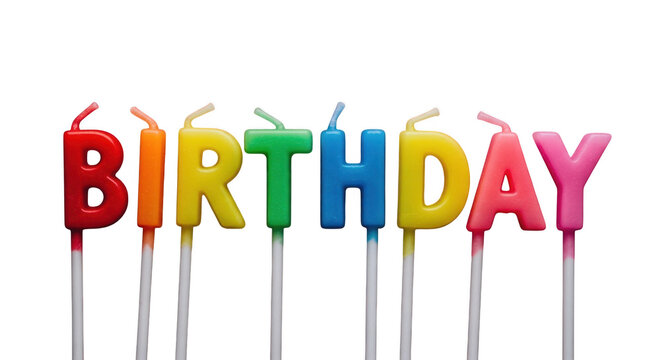 Rainbow Birthday Candles Spell Out Celebration
