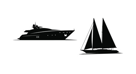 A striking black graphic depicts boats at sea silhouette © IMkM00i76