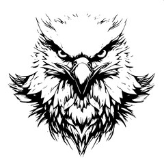 Obraz premium Professional tattoo style eagle line art, open wings, sharp feather texture, white background