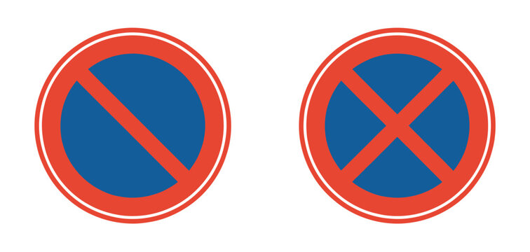 No parking sign vector icon illustrating vehicle parking not allowed, prohibition, and traffic warning for public areas