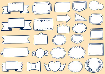 手描きの可愛いレトロなフレームセット