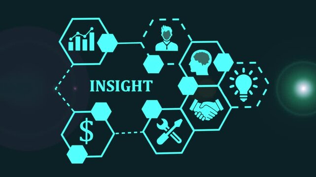 Insight Concept with Hexagonal Icons and Network Lines infographic