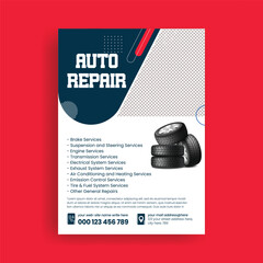 Corporate Auto Service Poster and Car Repair Flyer A4 Print Ready Template for Automobile Repair Brochure Cover, Car Wash Advertising, Garage Marketing Design Business Promotion © UnaisaAbedin