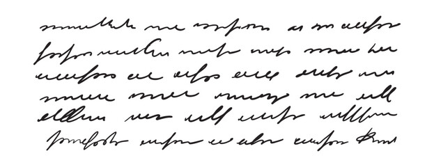 Fototapeta na wymiar Unreadable handwriting text set. Abstract cursive script. Vintage handwritten patterns for creative design