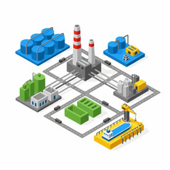 Industrial Complex with Power Plant and Logistics Hub.