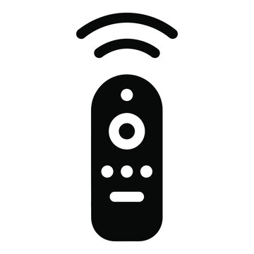 Black remote control with WiFi signal icon on white background icon