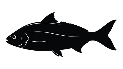 Obraz premium A sleek black fish swimming gracefully in the ocean with a distinctive body shape isolated on white background, Vector