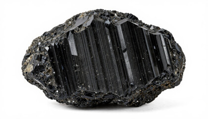 Black tourmaline crystal, a grounding gemstone with natural prism-like formations and rough texture