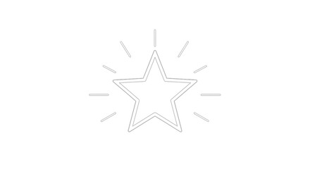 Obraz premium Hand-drawn Star Icon with Light Rays, Simple Doodle Art, Sparkle Symbol