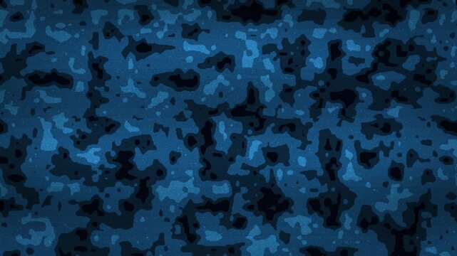 Camouflage pattern swirls with blue, black, and gray gradients