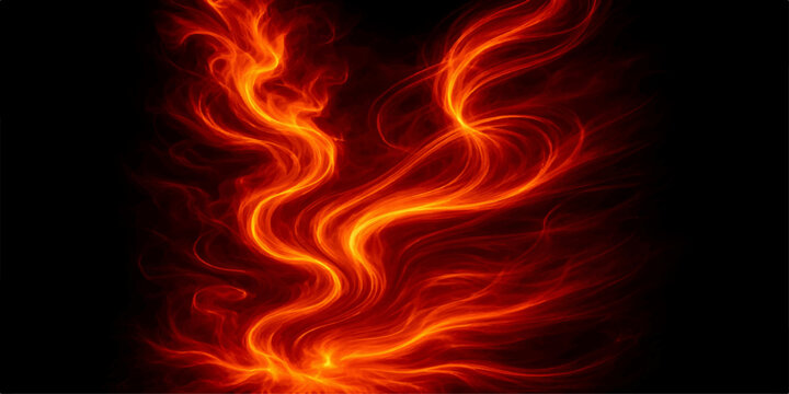Fiery orange and red flames burn with intense heat as an abstract texture against a black background, creating a hot inferno blaze full of energy for a powerful element wallpaper