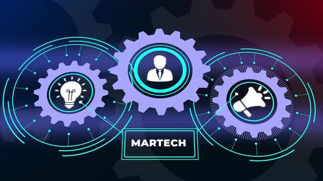 Martech Marketing Technology Integration Dashboard Animation, Digital Automation Platform Interface. Business, Technology, Internet and network concept.