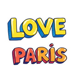 Vsai love paris colorful typography hand drawn lettering sticker