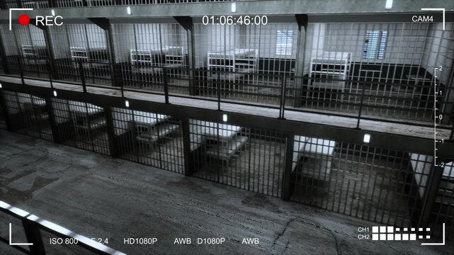 CCTV Video Camera Feed Of Prison