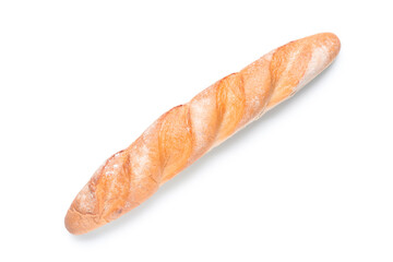 Fresh baguette on white background