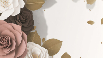 Flowers in Soft Pastel Tones with Gold Accents