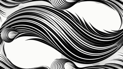 Dynamic black and white swirling lines art design
