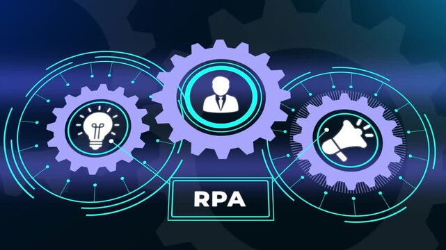 Robotic process automation RPA workflow and business efficiency technology concept. Business, Technology, Internet and network concept.