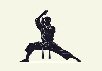 Martial Arts Silhouette Pose &ndash; Dynamic Warrior Training Illustration