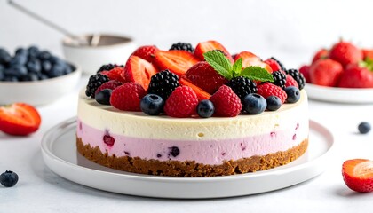 Delicious Berry Cheesecake - A Sweet and Fruity Delight.