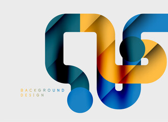 Abstract geometric shapes overlap, creating vibrant color gradients. Modern design elements suggest dynamic composition. Minimalist style.