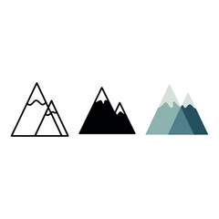 Minimalist mountain symbols with monochrome and gradient styles