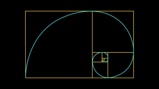 Fibonacci sequence golden ratio spiral geometry math concept golden rectangle proportions
