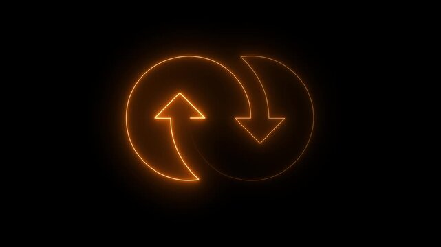 Glowing Orange Arrows in Circle Motion on Black Background for Infographics and Presentations circular motion