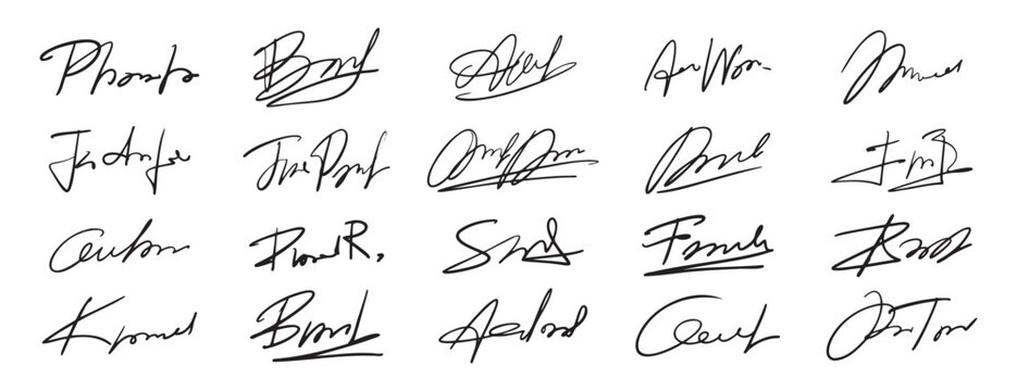 Hand drawn fake autograph doodle set signature sketches design