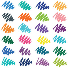 Obraz premium Vibrant colorful crayon or marker strokes on white background