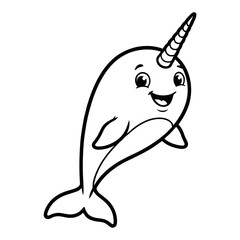 Smiling narwhal with horn looking friendly and playful © hendra