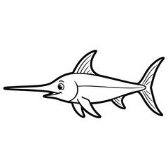 Obraz premium Sailfish swimming with open mouth in clear ocean waters