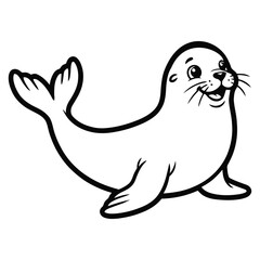 Obraz premium Smiling cartoon seal illustration