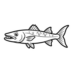 Obraz premium Fierce cartoon fish with sharp teeth swimming dynamically