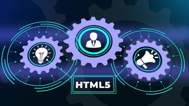 HTML5 web development coding and modern internet technology concept. Business, Technology, Internet and network concept.