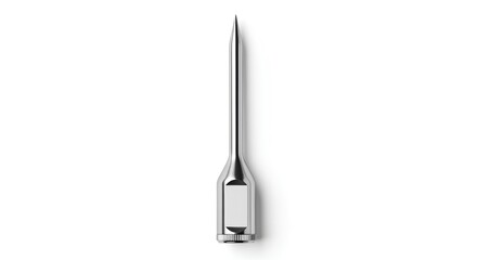 Obraz premium Sharp Metal Needle Tip Isolated on White Background.