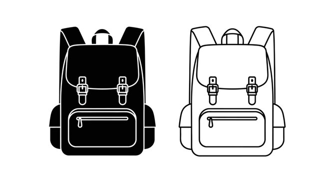 Black and white backpack design illustration vector art graphic Vector