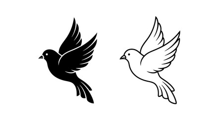 Fototapeta premium Black and white birds flying together, symbolizing peace and unity, vector illustration Vector