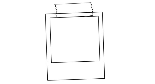 Simple line drawing of two overlapping rectangular frames with a small tab on top viewed straight on