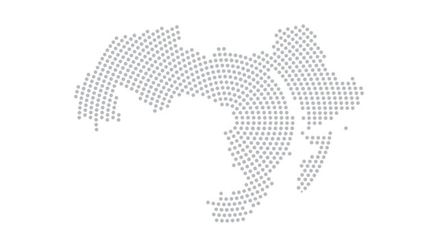 Middle East and North Africa MENA Region Halftone Dot Map