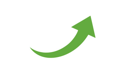 Stylized green upward-curving arrow icon illustrating concepts of improvement, success, rising trends, positive development, and forward momentum in various aspects of life and business