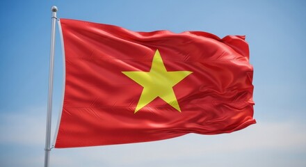 Vietnam Flag Waving in Sunlight