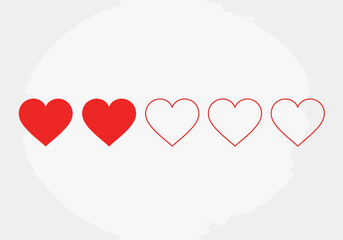 Red and White Heart Shapes in a Row.