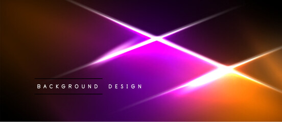 Obraz premium Abstract gradient background. Bright purple, orange hues intersect with light flares. Modern design element for digital projects.