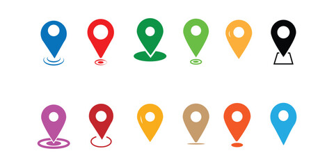 Map pin icon. location pin place marker. Location icon. Map marker pointer icon set. GPS location symbol collection. Victor illustration