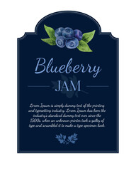 Blueberry Hand drawn design. Vectorized watercolor illustrations. with leaves for poster, prints, menu, label, card or textile