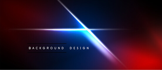 Obraz premium Abstract background features vibrant red, blue gradients. Bright light streaks intersect, creating dynamic visual effect. Text reads background design.