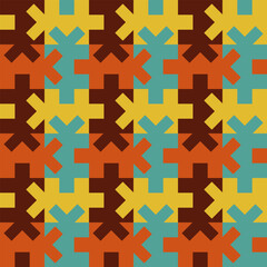 Modern retro tessellation seamless pattern background with interlock geometric shape. Design element can be used for texture, textile, wallpaper. Vector illustration