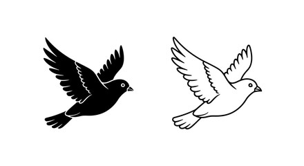 Obraz premium Two birds flying in opposite directions, black and white illustration Vector