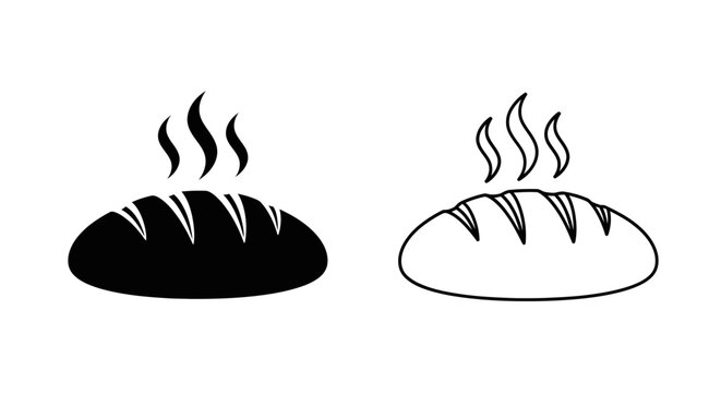 Hot bread rolls freshly baked icon design Vector